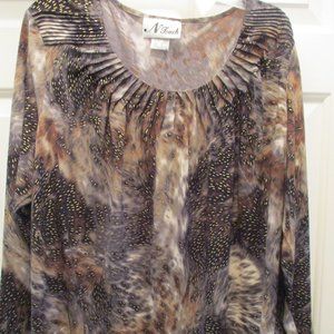 N Touch Multi-Color Long Sleeve Blouse/Top Size: XL